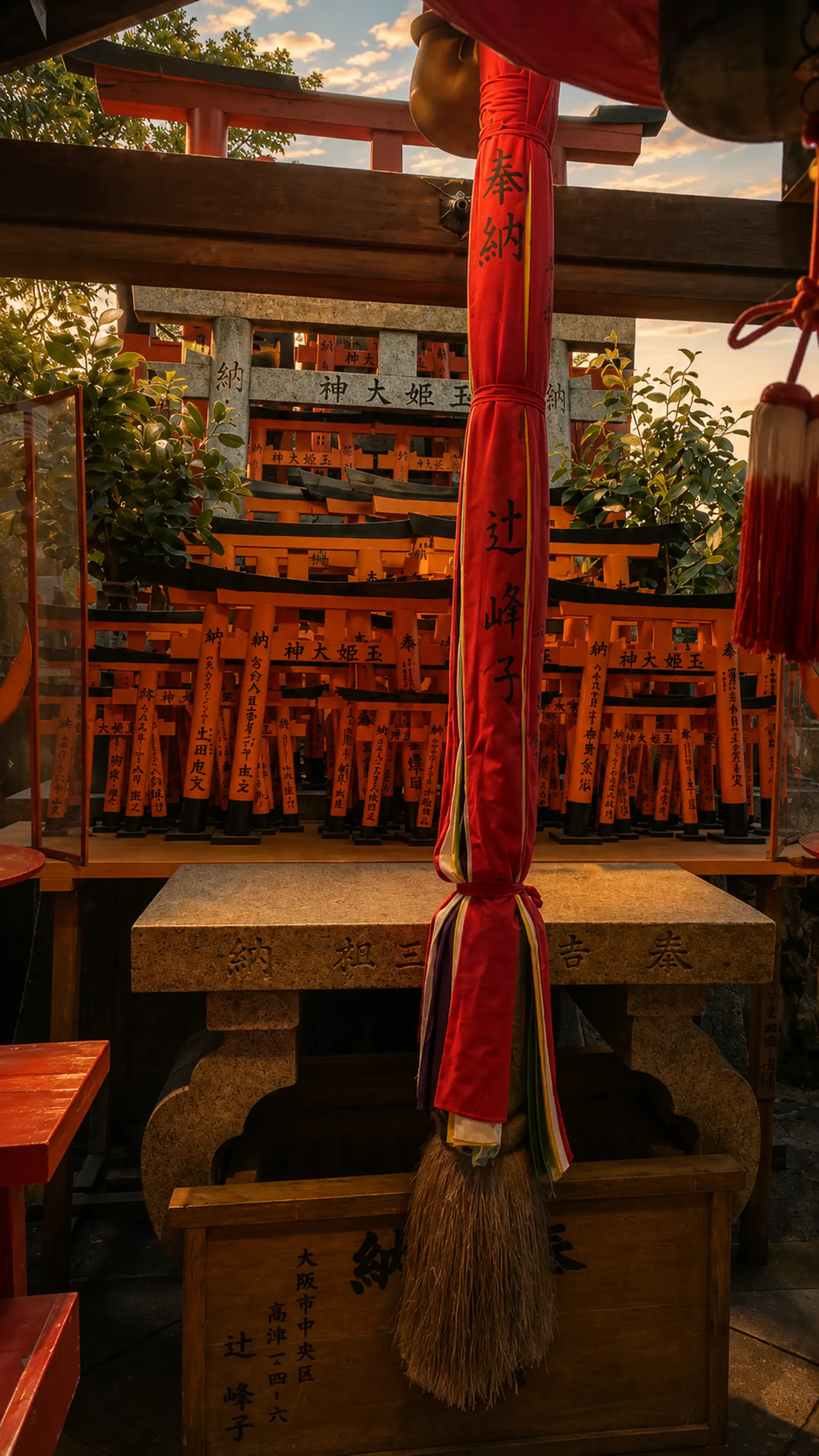 Stèle traditionnelle à Fushimi Inari