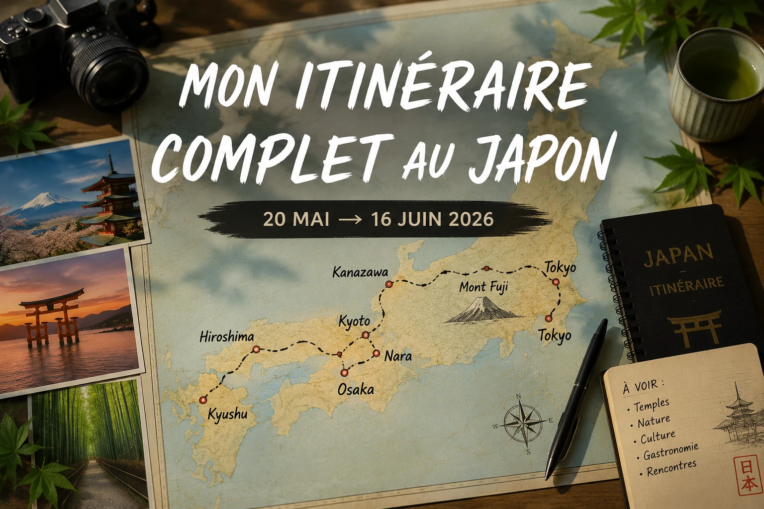 Itinéraire complet du voyage au Japon