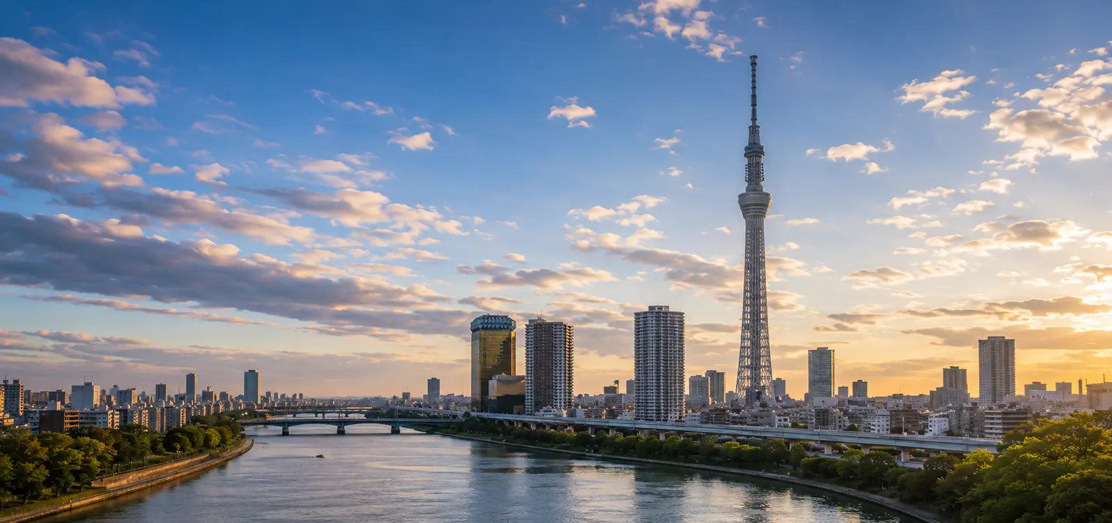 Vue de Tokyo au coucher du soleil
