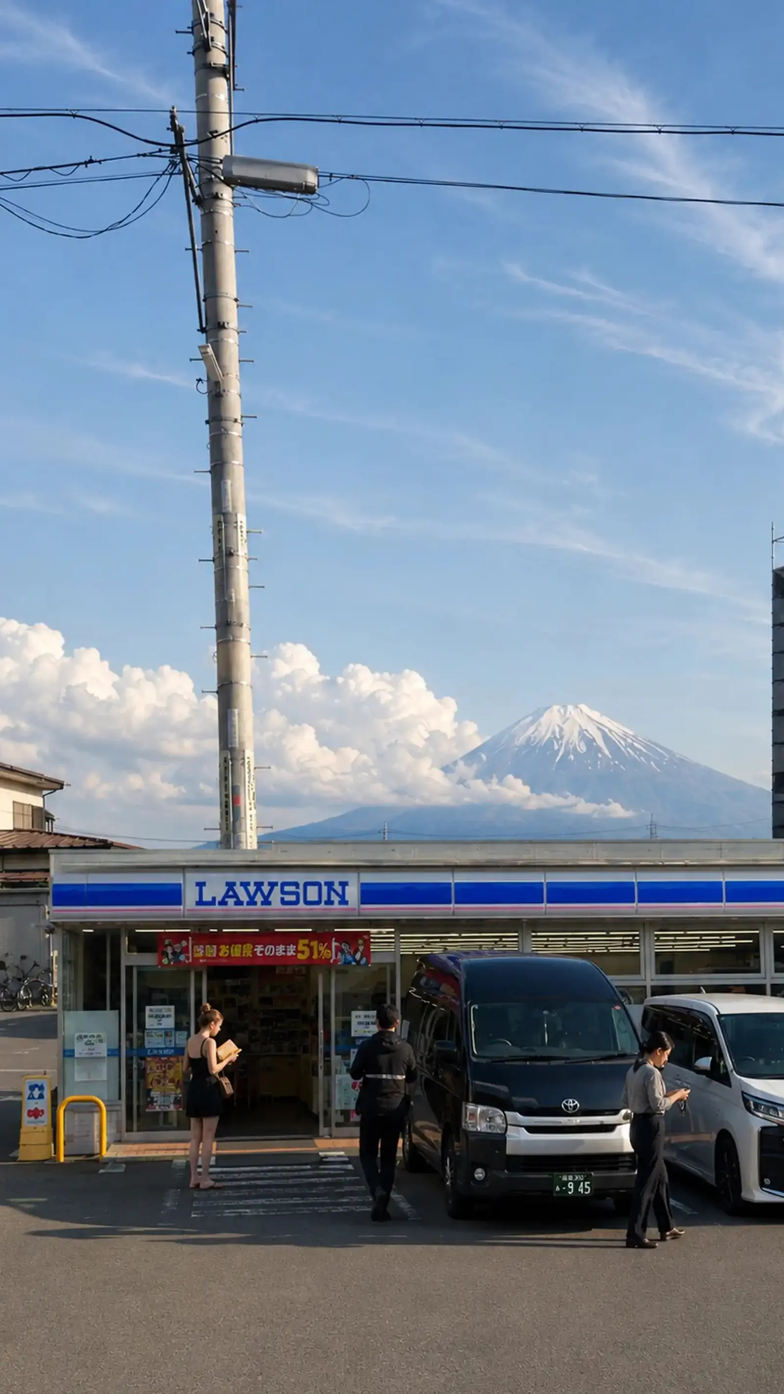 Lawson avec le Mont Fuji